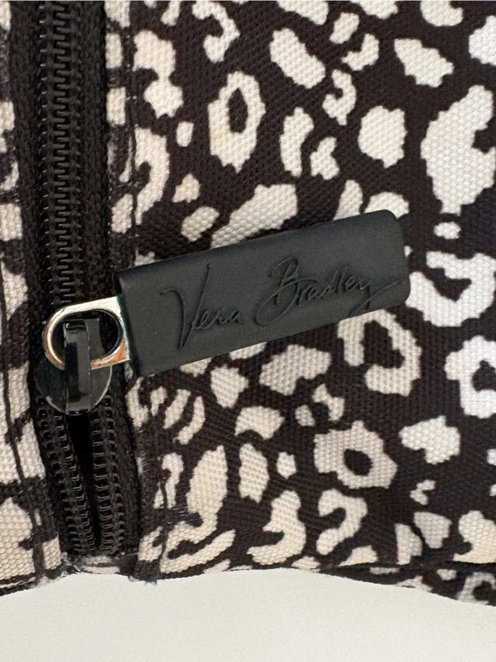 Vera Bradley Black and Cream Leopard-Print Crossbody
